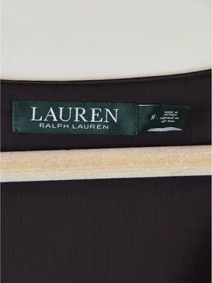 Lauren Ralph Lauren Chocolate Brown Draped Tie Side Asymmetrical Midi Dress M thumbnail 3