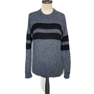 American Eagle Gray Black Striped Knit Sweater thumbnail 2