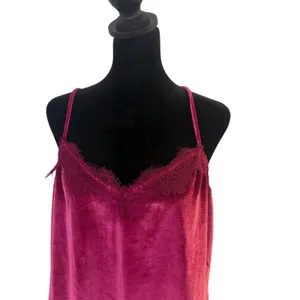 Whimsigoth Coquette Velvet Lace‎ Trim Cami Tank Top Womens L Pink Gothic thumbnail 6
