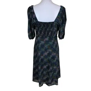 Cabi Sweetheart Neck Ruched Puff Sleeve Midi Dress Multicolor Plaid Medium thumbnail 4