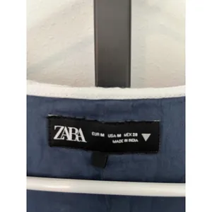 Zara Bib Oversized Collar Blue Mini Dress Cottage Core Preppy Size Medium thumbnail 10
