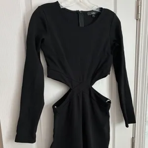 Lulus Womens S Black Cutout‎ Long Sleeve Bodycon Maxi Dress Back Slit thumbnail 9