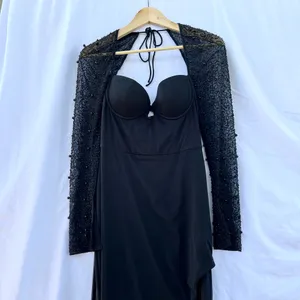 Oh Polly | San Marino Beaded Embellished Side Split Maxi Dress In Black Size 6 thumbnail 7