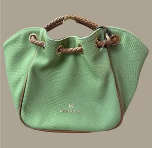 Michael Kors Green Canvas and Brown Leather Tote thumbnail 1