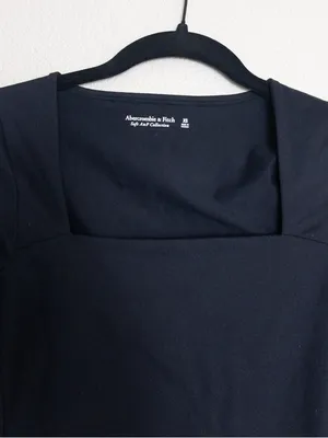 Abercrombie & Fitch Soft AF Long Sleeve Bodysuit XS Black Square Neck Thong thumbnail 5