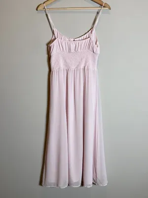 Aritzia Wilfred Genoa Midi Dress Women's Medium Baby Pink Chiffon Formal Wedding thumbnail 11