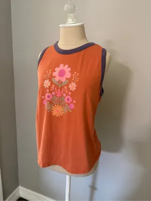 Natural Life Ringer Rust Folk Floral Tank Top Size XL thumbnail 5