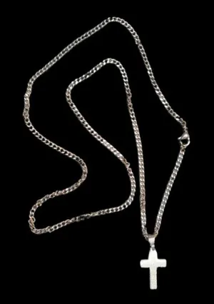 Cross Pendant Necklace Plated Silver Tone 24" Long thumbnail 1