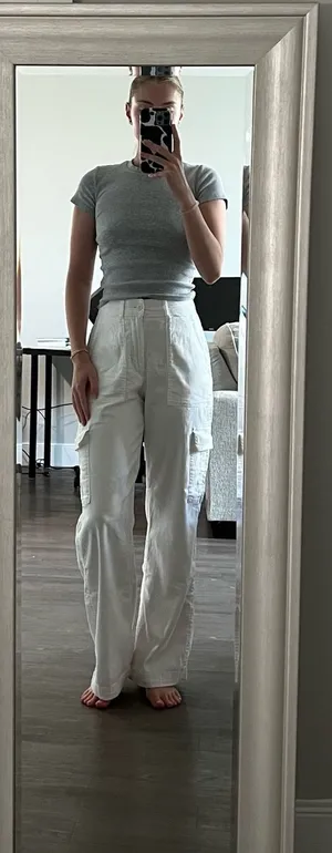 White linen hollister cargo pants thumbnail 1