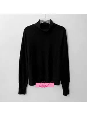 Alo Waffle Weekend Escape Mock Neck Long Sleeve Black Turtleneck Thermal Sweater thumbnail 6