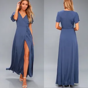 Lulus Heart of Marigold Wrap Maxi Dress‎ in Denim Blue Size Extra Small thumbnail 2