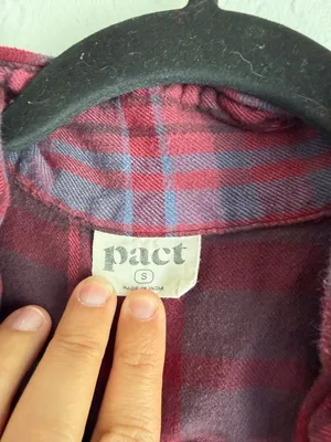 Pact casual short sleeve plaid top blouse size small red cotton thumbnail 3