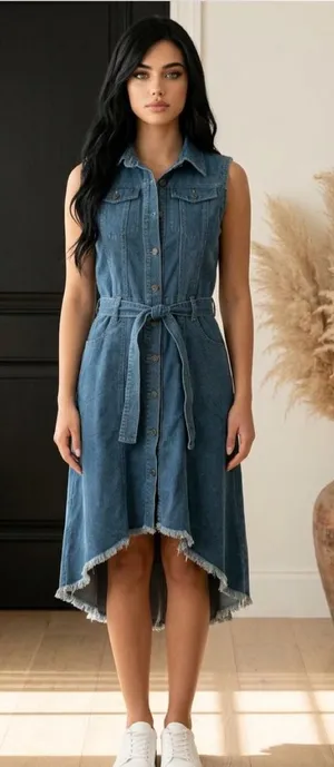 Denim sleeveless dress Blue Size M thumbnail 1