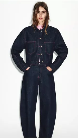 Zara shoulder pad denim jacket. XS thumbnail 1