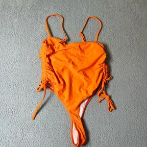 Swimwear Womens M Orange Cut Out Spaghetti Strap One Piece Swimsuit NEW‎ thumbnail 3
