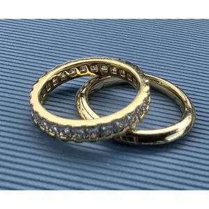 Kendra Scott Ring Set 2 Gold Tone Stacking Rings Size 6 (XS) Metal Clear Stones thumbnail 7