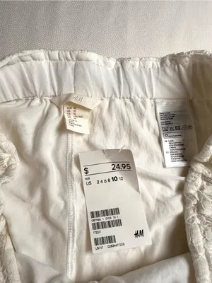 H&M White Lace Shorts Womens US 10 NWT Elastic Waist Lined Boho Cotton thumbnail 4