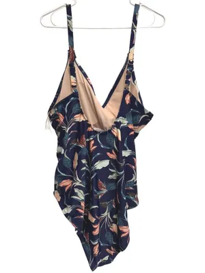 Mynah Lush Leaves One Piece Wrap Plus Size Swimsuit 24W thumbnail 3