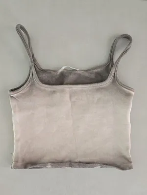Zara Taupe Square-Neck Cropped Camisole Size M thumbnail 2