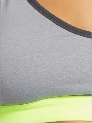 Nike Pro Indy Dri-FIT Gray Neon Yellow Mesh Sports Bra Size Large thumbnail 8