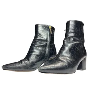 Thursday Boot Co Luna Black Croc Leather Ankle‎ Boots Size 6 EUC thumbnail 3