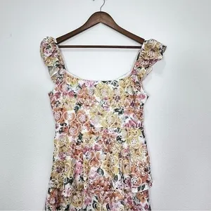 En Saison Pastel Eyelet Midi Dress Ruffle Sleeve Light‎ Pastel Yellow NWT thumbnail 11