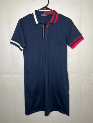 NEW G/Fore Contrast Collar Polo Dress S Twilight Tech Pique Womens Golf Size XS thumbnail 1