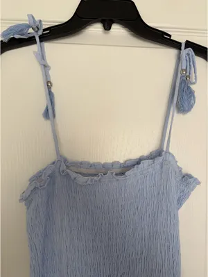 Light Blue Flowy Mini Dress thumbnail 4