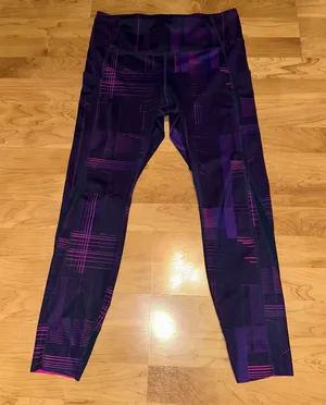 Brooks Women's Running Leggings Purple Geometric Activewear Size L No drawstring thumbnail 1