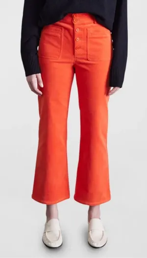 Apiece apart Marston High-Rise‎ Cropped Flare Pants Orange corduroy Sz 4 thumbnail 1