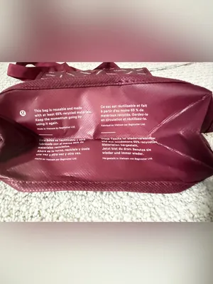 Lululemon Burgundy Reusable Shopper Tote Bag Holiday Limited Edition Small Logo thumbnail 7