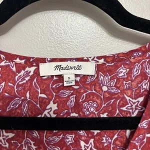 Madewell 100% Cotton V-Neck Puff Sleeve Top in Batik Vine Floral - Size S thumbnail 4