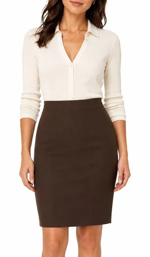 Ann Taylor 6P Brown Wool Blend Pencil Skirt Preppy Office Academia thumbnail 1