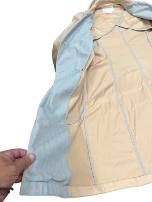 Anthropologie wms beige blue fall winter trench coat/jacket sz XS SKU 10-700 thumbnail 16