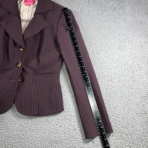 Phoebe Pinstripe Blazer Jacket Women 4 Three Button‎ Fitted Career Academia thumbnail 4