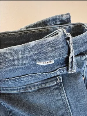 MOTHER Blue Denim Jeans with Copper Button Detail thumbnail 11