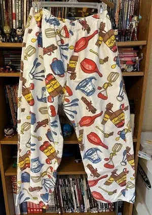 Kitchen Utensils Pattern Themed Pants Size L thumbnail 1