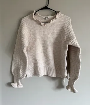 Madewell creme ruffle sweater  thumbnail 1