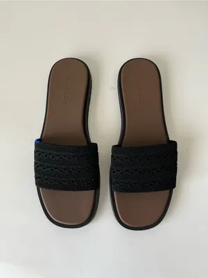 Rothy’s The Slide Sandal Sandy Crochet Black Size 10.5 New NWOB thumbnail 2