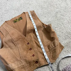 Learsi Women’s Genuine Leather Suede Vest V-Neck Barncore Cowgirl in Brown L thumbnail 9