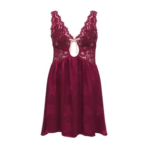 For Love & Lemons Red Floral Lace Silk Satin Sleeveless Mini Slip Dress Sz L thumbnail 13
