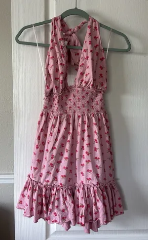 Love Shack Fancy Aisling Dress in Cherry Pink thumbnail 1