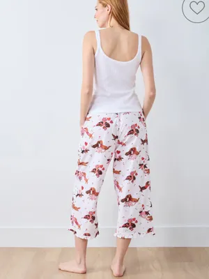 NWT Printfresh Ruffle Cropped Pants in Dachshund Date Size XL thumbnail 2