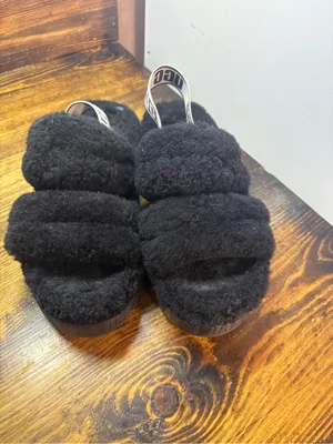 Ugg black fluffita platform slippers size 8 thumbnail 3