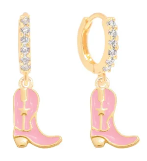 Frasier Sterling Gold and Pink cowboy Boot Earrings thumbnail 1
