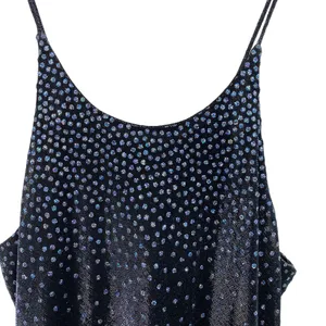 Vintage 90s Y2k Maxi Dress Jump Apparel Slinky Sparkly Metallic Black Blue Small thumbnail 4
