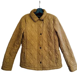 Lands End Womens Primaloft Quilted Jacket Tan Khaki‎ Snap Front Sz S 6-8 thumbnail 1