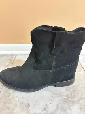 Anthropologie Hidden Heel Black Suede Ankle Boots thumbnail 6