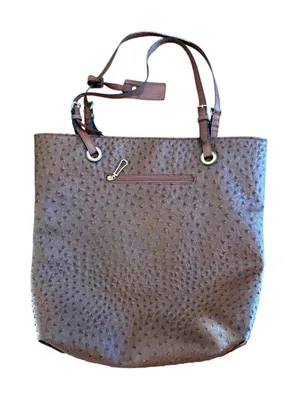 Scarleton Brown Ostrich Embossed Tote 17” Y2K Boho Luxe Oversized Bag thumbnail 1