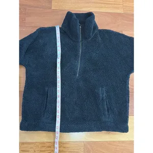 Abercrombie & Fitch Fleece‎ Pullover Womens Black Sherpa Quarter Zip Large thumbnail 5